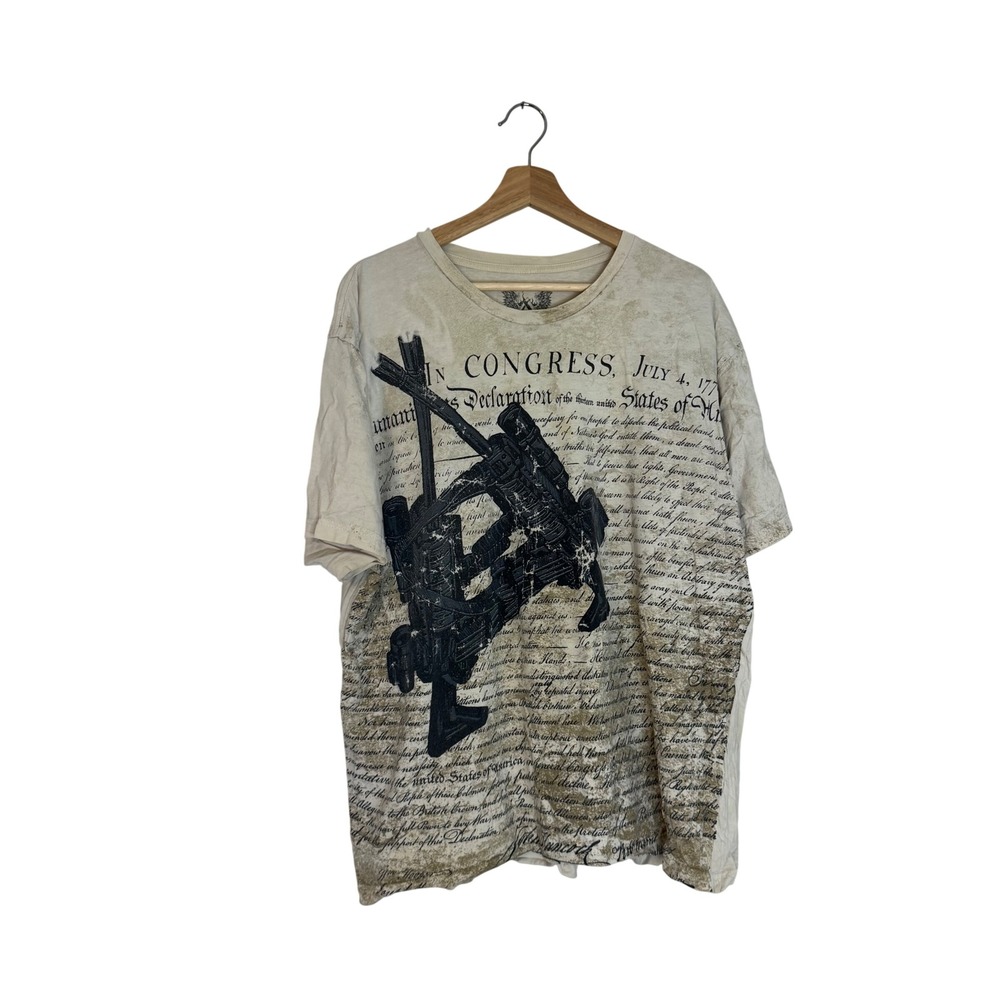 Apprime T-Shirt Men's Declaration of Independence Sniper Graphic Tan XL